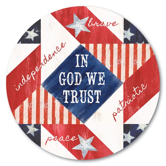 Courtside Market® Celebrate 250™ Wounded Warrior Project® Patriotic Quilt Circular Wood Décor